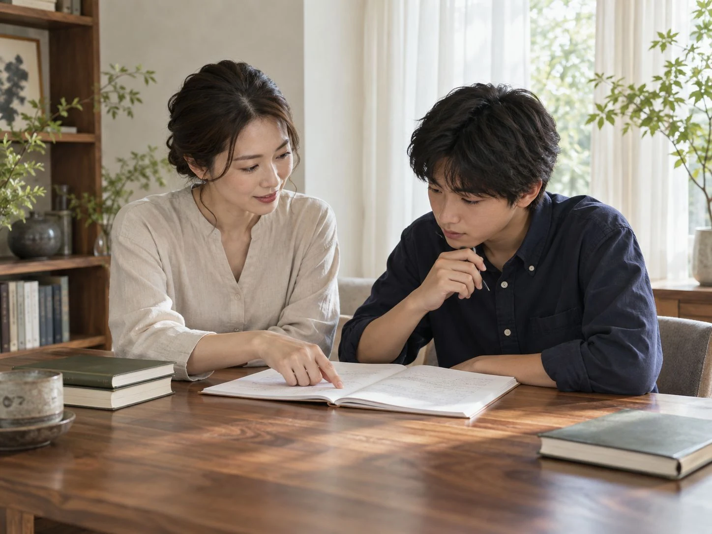 落ち着いた空間で、講師と生徒が対話しながら学ぶ